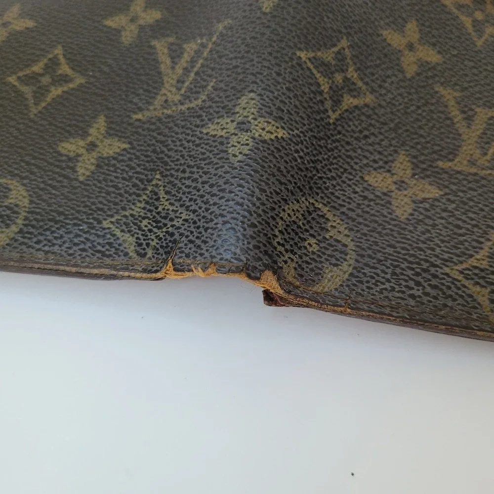 Louis Vuitton Monogram Bifold Wallet Brown Canvas Vintage Made in France M61665